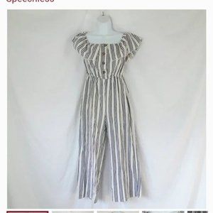 NWT Speechless Striped linen type Jumpsuit XS